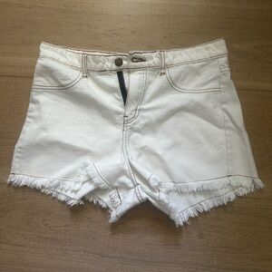 NWOT LG White Jean Shorts with Frayed Hem